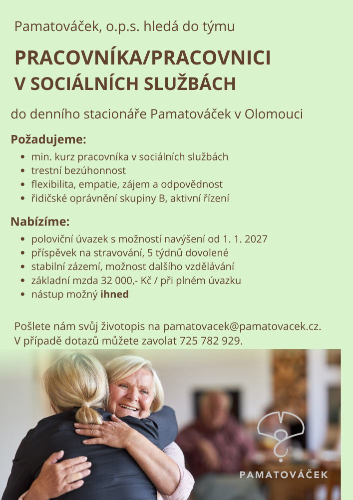 Hledáme nového kolegu/kolegyni na pracovníka/pracovnici v sociálních službách